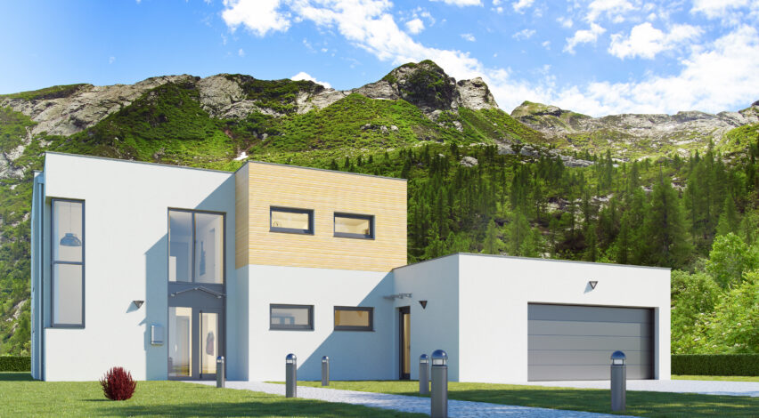 modernistyczny dom z plaskim dachem